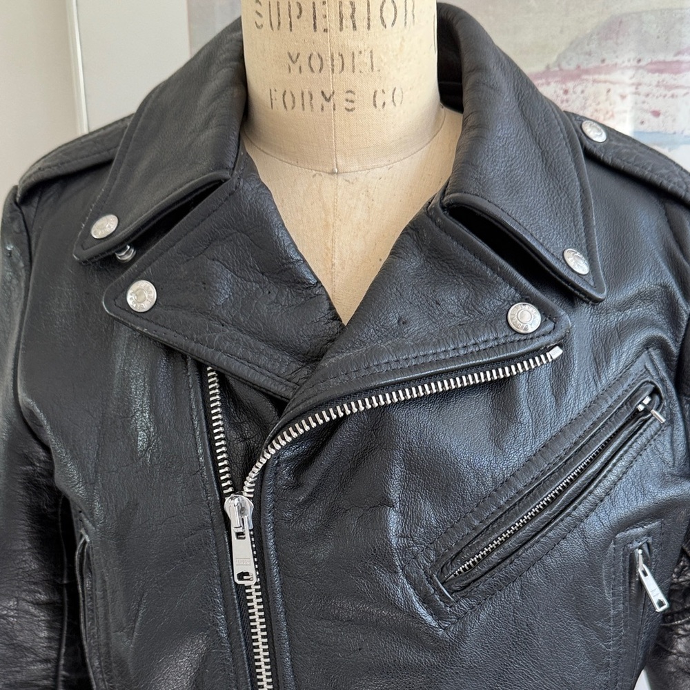 Re/Done Black Leather Moto Jacket - Picture 6 of 17